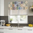 thumbnail image 4 of 2 Pack Valances for Window, Vintage Mediterranean Short Curtains for Kitchen Bedroom Living Room, Blue and Yellow Tiles Texture Rod Pocket Small Window Treatment Valance Drapes 54 x 18 Inch, 4 of 8