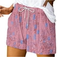 thumbnail image 2 of DDAPJ pyju Wide Leg Shorts for Women Hawaiian Beach Shorts Tropical Palm Tree Printed Casual Aloha Drawstring Shorts Summer Vacation Short Pants with Pockets Prime Sales Today Pink L, 2 of 5