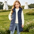 thumbnail image 6 of BLVB Boys Girls Long Hooded Puffer Vest Winter Warm Zip up Padded Coat Teen Kids Thick Jacket with Pockets(Navy,10-11 Years), 6 of 9