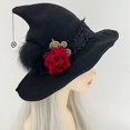 thumbnail image 6 of Wiywef Halloween Witch Hat with Rose Gothic Lace Pointed Cap for Women, 6 of 7