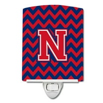 Caroline's Treasures CJ1054-NCNL Letter N Chevron Yale Blue and Crimson Ceramic Night Light, 6x4x3", multicolor