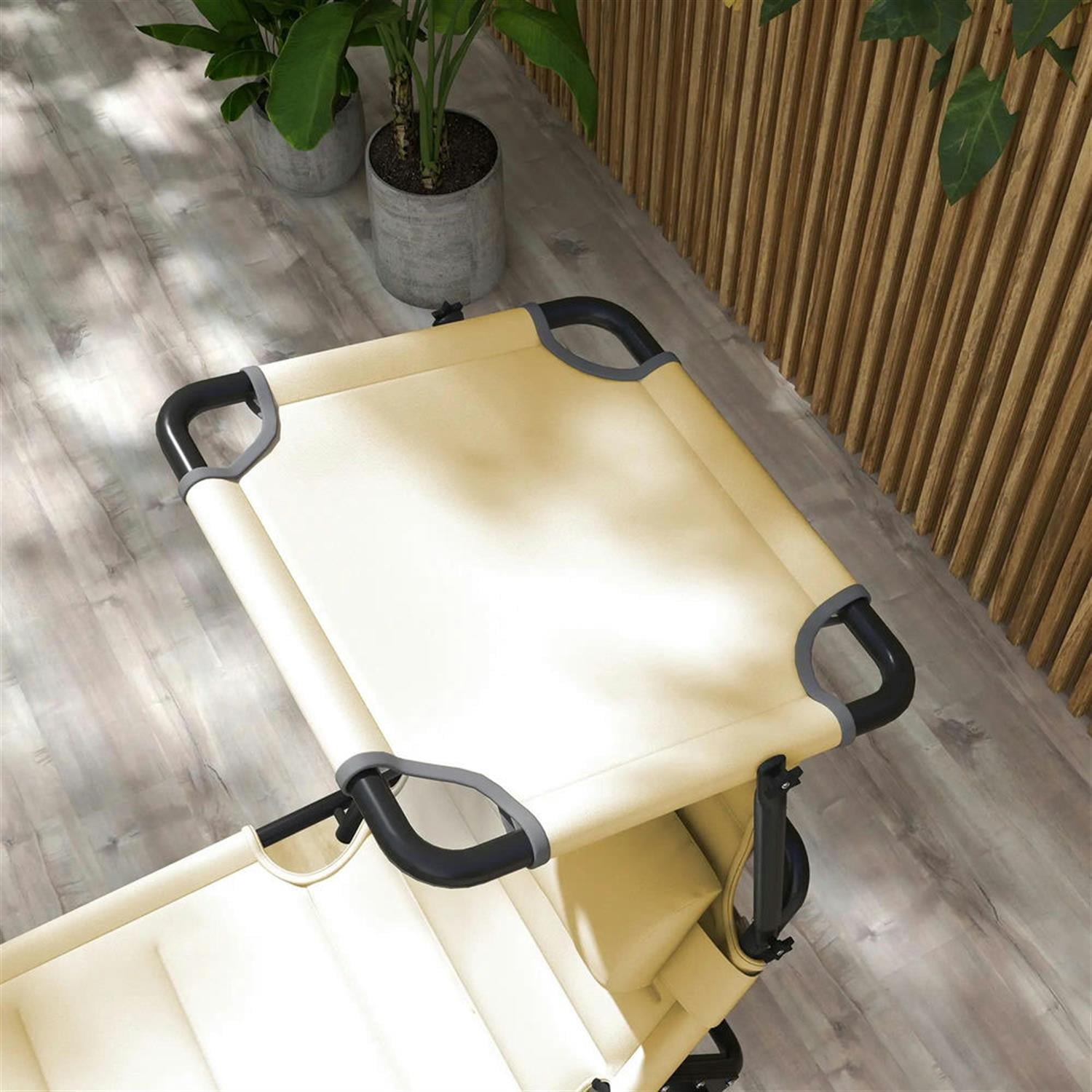 Demi Bonn Outdoor Folding Lounger with 4-Position Reclining, Pillow & Sun Canopy for Relaxing Patio, Deck, Comfortable Sun Protection Seating, Yellow