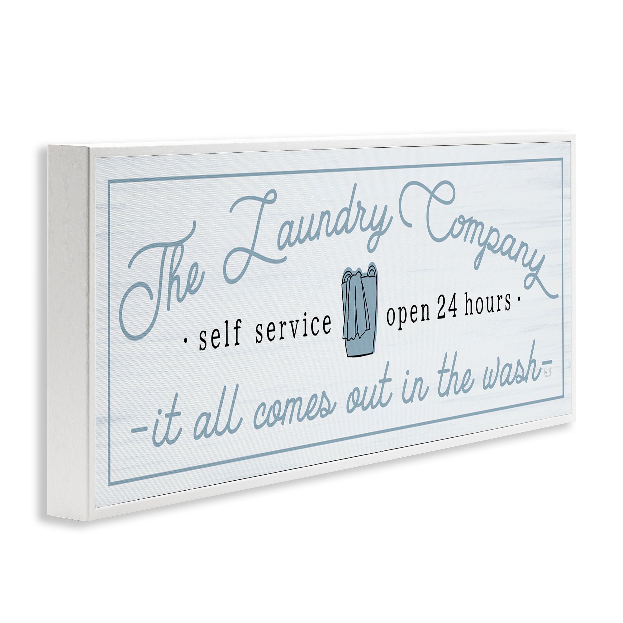Laundry Company All Comes Out In Wash Typography Graphic Art White Framed Art Print Wall Art
