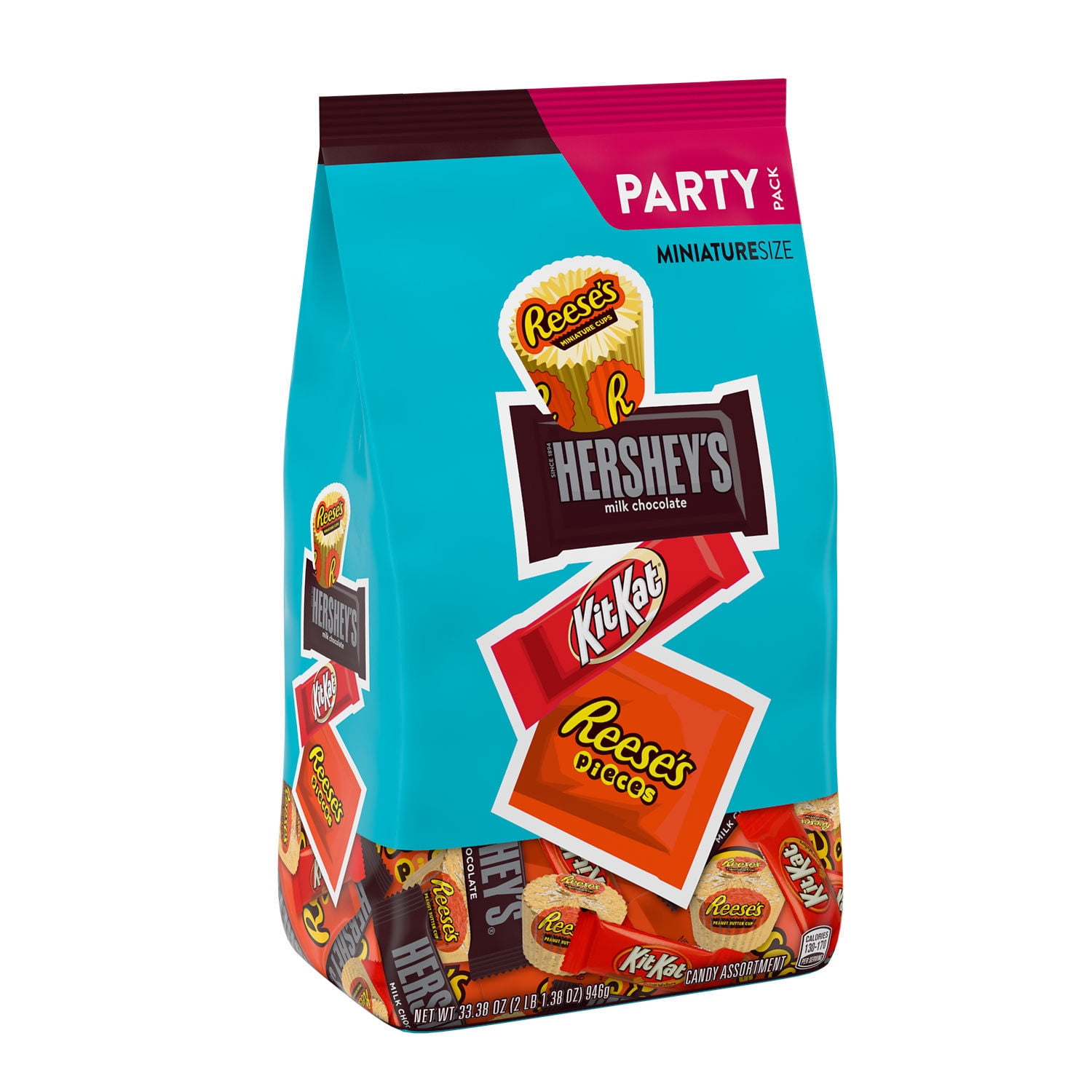 Reese's, Hershey's and Kit Kat Miniatures Milk Chocolate and Peanut Butter Assortment Bite Size, Easter Candy Bulk Party Pack, 33.38 oz