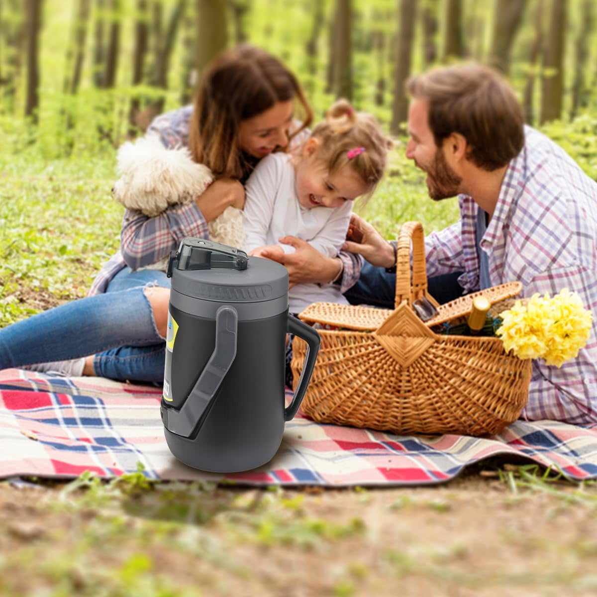 Pinnacle Thermoware Insulated Water Jug with Spout 85 Oz Large Water Bottle with Easy to Carry Handle - Black