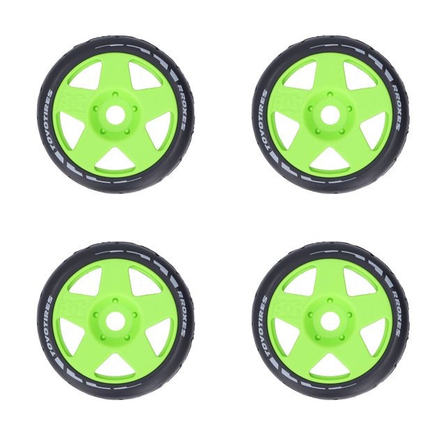 Roues RC 1/8 GT, Roues de Course RC Résistantes à l'Usure Faciles à Installer 4 Pcs avec Adaptateur 17mm pour Remplacement Noir, Blanc, Vert, Bleu