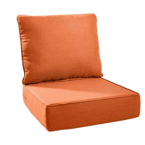Gymojoy 24 in. x 24 in. x 6 in.Deep Seat Cushion Set, Olefin 2-Piece Deep Seating Outdoor Replacement Lounge Chair loveseat Sofa Cushion in Orange