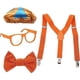 thumbnail image 3 of Orange Blue Children's Beret Hats Belt Glasses Tiebow Engineer Birthday Set For Girl Boy Enlightenment Children Party Accessorie, 3 of 5