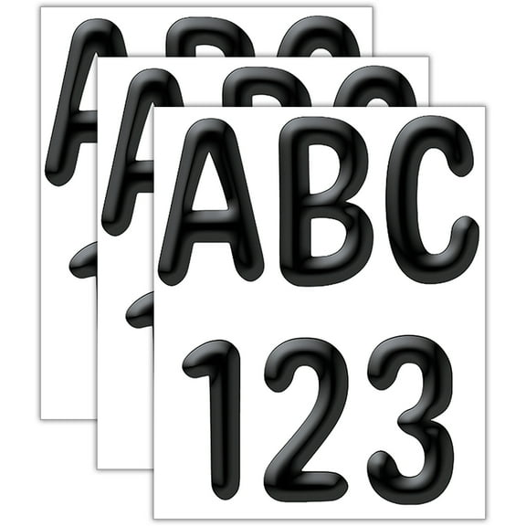 Eureka Color My World - Solid Black 4" Deco Letters, 180 Per Pack, 3 Packs