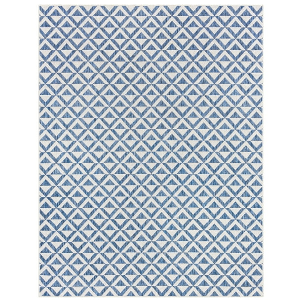 Mainstays Blue Turquoise Geometric Diamond Indoor/Outdoor Area Rug, 5