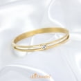 thumbnail image 4 of 555Jewelry Stainless Steel Hinge Lock Heart Shape CZ Cuff Bracelet Bangle Bracelets for Women- Gold, 4 of 7