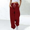 thumbnail image 2 of aidice Pajama Pants for Women Drawstring High Waisted Ribble Knitted Comfy Homewear Trousers with Pockets, 2 of 6