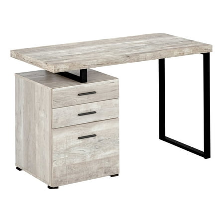 Computer Desk, Home Office, Laptop, Left, Right Set-up, Storage Drawers, 48"l, Work, Beige Laminate, Black Metal, Contemporary, Modern