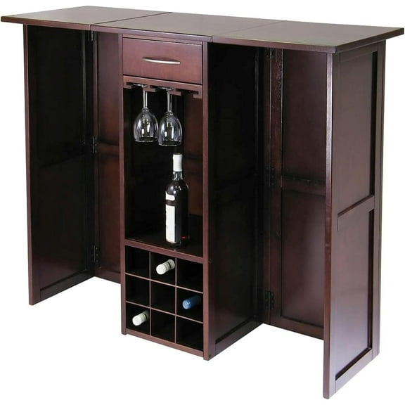 Contemporary Home Living Expandable Wooden Wine Bar - 50" - Walnut Finish