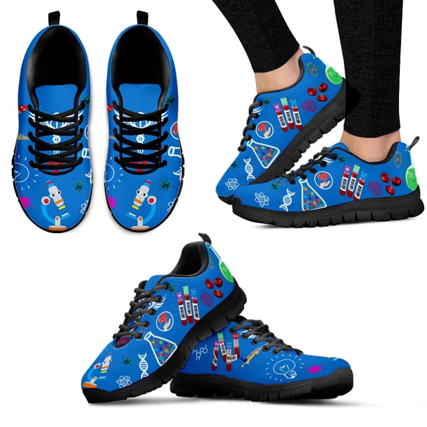 Zapatos de enfermera médica, cómodos zapatos con estampado de dibujos animados para el departamento de examen, zapatillas planas con cordones azules