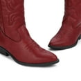 thumbnail image 3 of Pennysue Women's Western Cowboy Boots Red Brown Mid-Calf Pointed Toe Booties For Girl 6.5M, 3 of 6