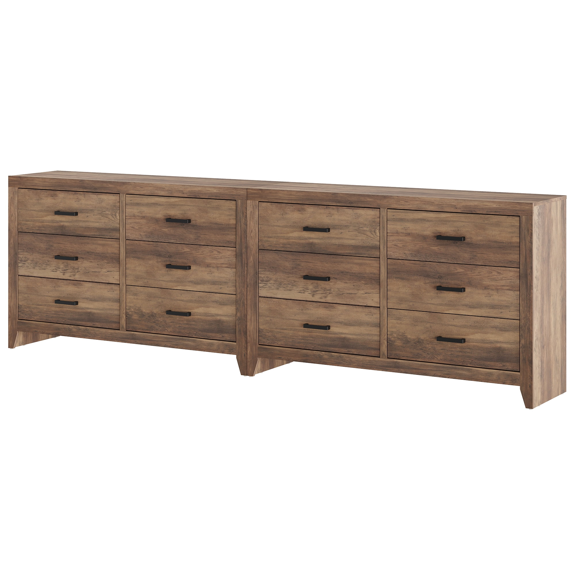 WAMPAT TV Stand for TVs up to 110 Inch, Farmhouse Wood Entertainment Center with 12 Drawers, Storage Media Console Cabinet for Living Room