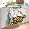 thumbnail image 2 of Yayeee Magnetic Dishwasher Cover for The Front Decoration Home Kitchen Machine Sticker Protector, Black Sunflower Pattern, 2 of 6