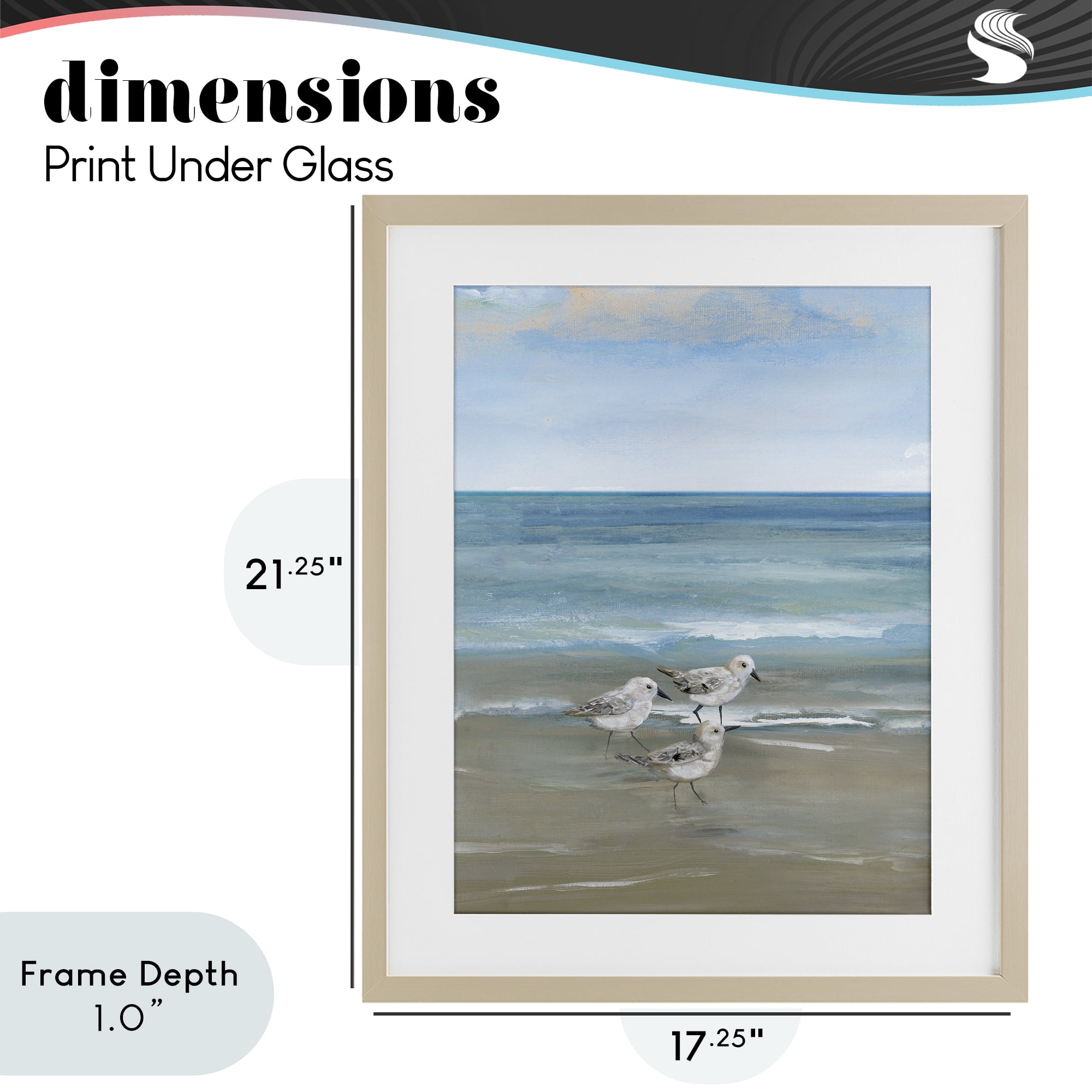 Stupell Industries Three Shorebirds & Gentle Waves Birch Framed Print Under Glass, design by Nan