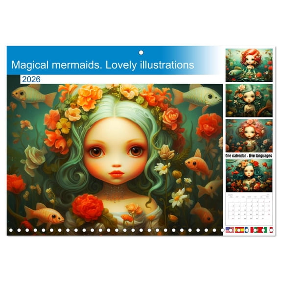 Magical mermaids. Lovely illustrations (Monthly Wall Calendar 2026 11.7 x 16.5 (open)), CALVENDO 14 Month Calendar