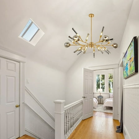 40" Smoked Glass Bronze Chandelier - 24-Light Tiered Crystal Effect Fixture with Adjustable Chains, G9 Sockets for Dining Room/Entryway, Vintage Industrial Ceiling Light