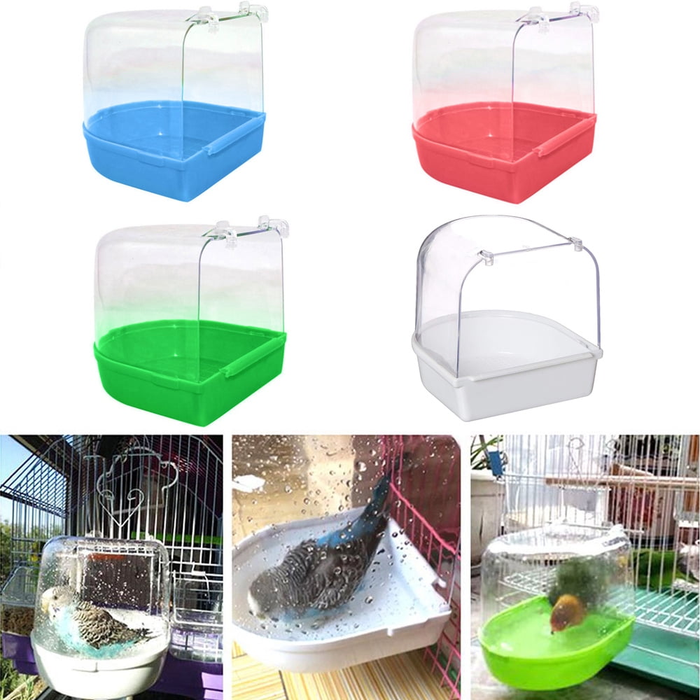 Bobasndm Bird Cage Bath, Parrot Bath Box Accessory Supplies Hanging
