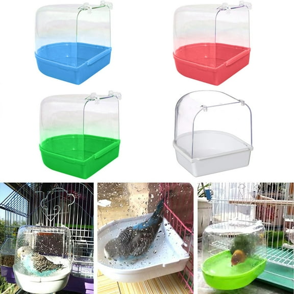 Bobasndm Bird Cage Bath, Parrot Bath Box Accessory Supplies Hanging Bathing Tub for Small Pet Birds Canary Budgies Cockatiel