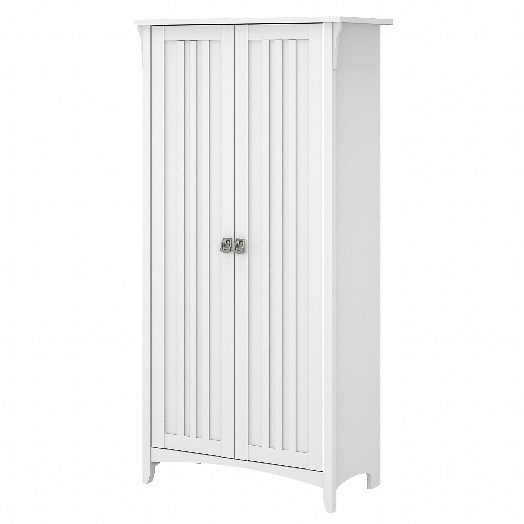 Bush Furniture Salinas Tall Storage Cabinet with Doors, Pure White