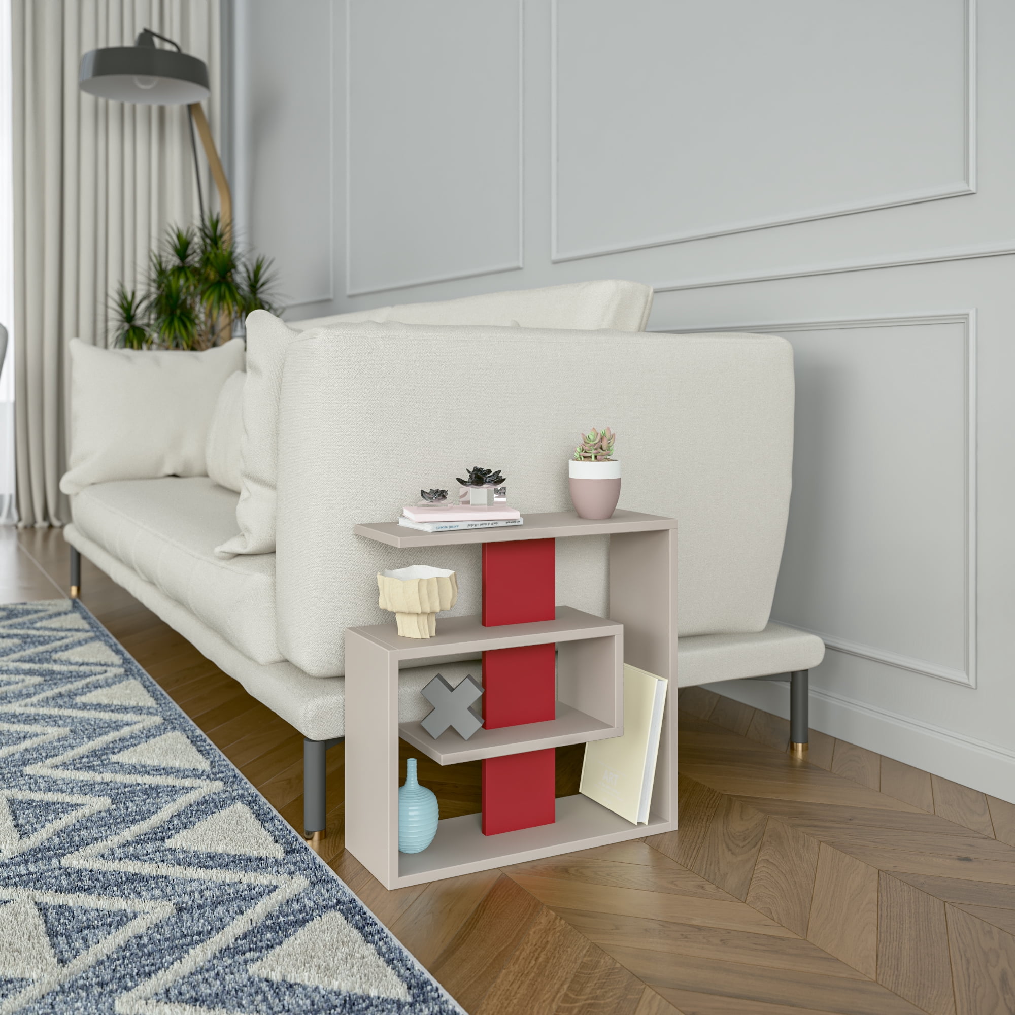 Ada Home Decor Furniture Light Mocha 2 Tier Stacy Modern Side Table
