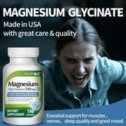 HealthA2Z Magnesium Glycinate, Magnesium Capsules for Anxiety Support, 240 mg, 180 Count