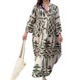 thumbnail image 1 of Pisexur Robe à Manches Longues Col en V Mode Imprimée Décontractée Robe Femme, 1 of 6