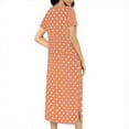 thumbnail image 6 of Dasayo Zipper Womens Nightgowns Orange Chemise Nightshirts Polka Dot Side Split Sleep Shirt Sleep Dress for Women L, 6 of 7