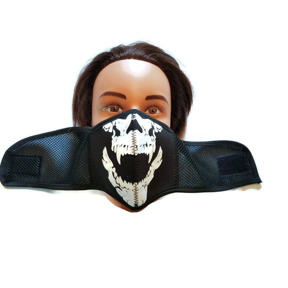 Skull Face Mask Reusable Neoprene, Half Face Mask Skull face