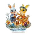 thumbnail image 3 of Escultura de estatua de conejito de Pascua, accesorios modernos hechos a mano, figura de mesa para Estilo C, 3 of 9