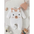 thumbnail image 2 of Liacowi Baby Long Sleeve Rompers Newborn Winter Round Neck Bear Pattern Jumpsuits Hat Infant Cual Bodysuit, 2 of 9