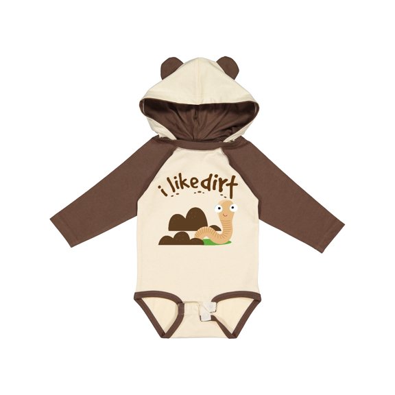 Inktastic I Like Dirt Earthworm Boys or Girls Long Sleeve Baby Bodysuit