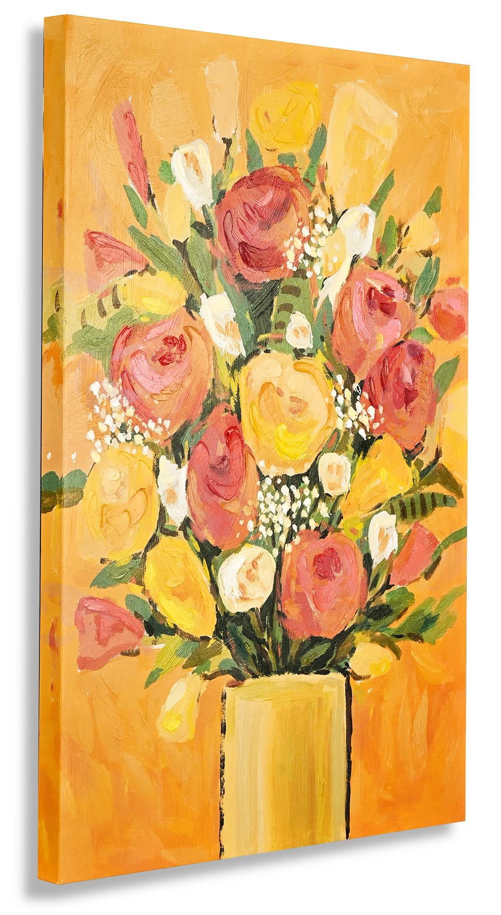 ArtbyHannah 24x36 inch Flower Canvas Bedroom Painting Wall Art