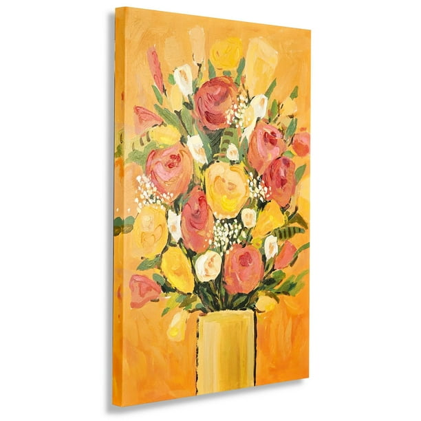 ArtbyHannah 24x36 inch Flower Canvas Bedroom Painting Wall Art with