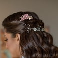 thumbnail image 3 of FELTECHELECTR Juego de 4 peinetas de boda hechas a mano, accesorios para el cabello de novia con flores y diamantes de imitación (morado), 3 of 4