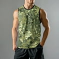 thumbnail image 2 of WTOBBY Men's Military Camo Print Sports Casual Sleeveless Vest Lightweight Quick-Drying For Fitness Running Activities Comfort Beach Design Modern Breathable Active Wear,Green M, 2 of 4