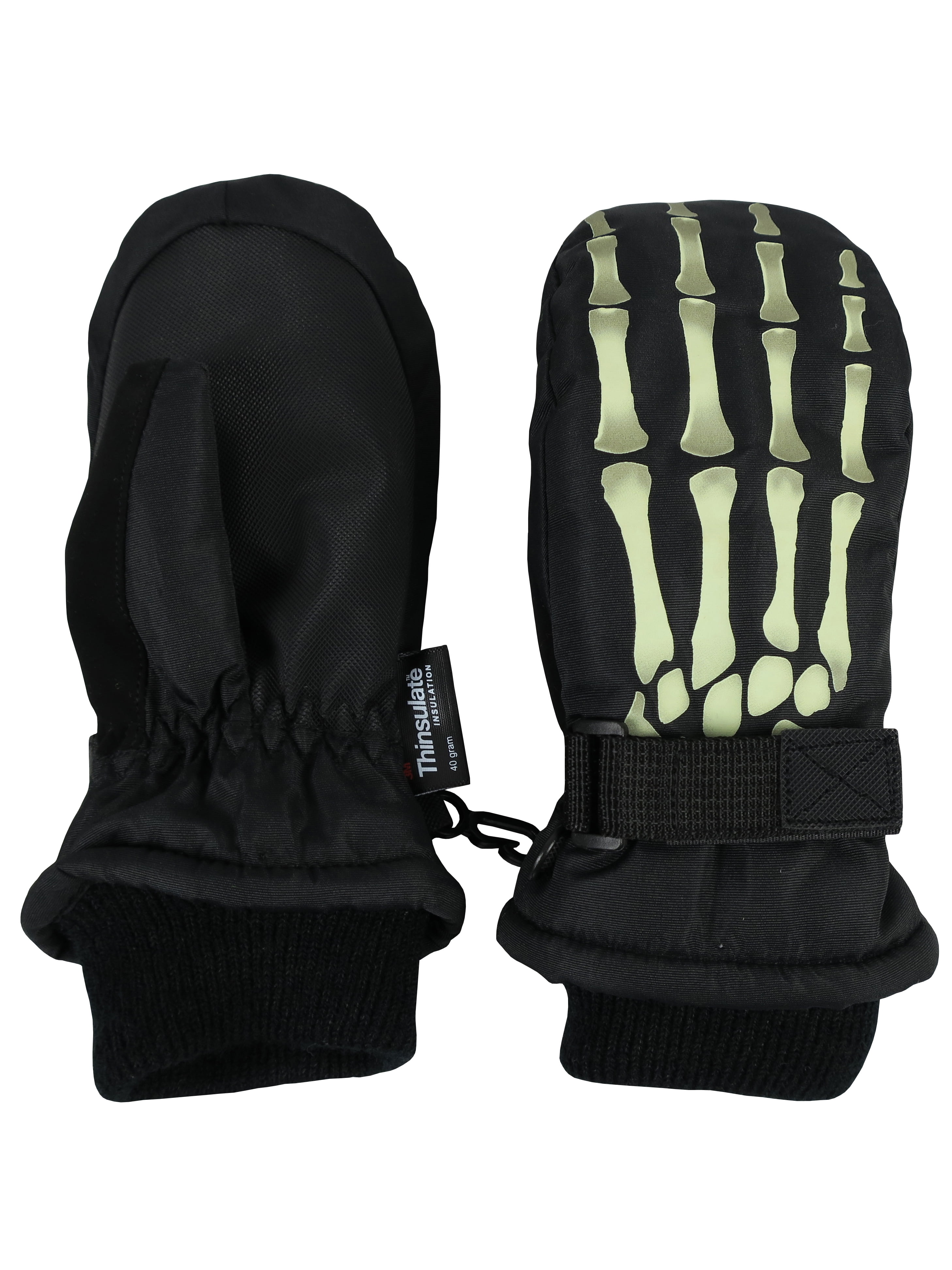 NICE CAPS Boys Kids Youth Skeleton Waterproof Thinsulate Ski Snow Winter Gloves