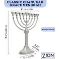 thumbnail image 2 of Zion Judaica Complete Traditional Grace Menorah Satin Hanukkah Menorah with Accessories, Silver, 2 of 9