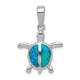 thumbnail image 1 of FB Jewels Sterling Silver Rhodium Created Blue Opal Turtle Pendant, 1 of 2