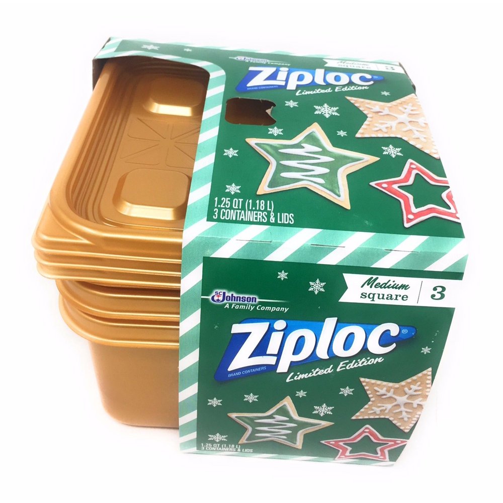 Ziploc Limited Christmas Edition Square 1.25 Litre Container (3 Pack