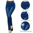 thumbnail image 3 of Womens Denim Print Leggings High Waist Fake Jeans Butt Lifting  Trouser Skinny Pants Look Print Jeggings, 3 of 8