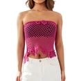 thumbnail image 2 of hirigin Women's Summer Bandeau Tops, Strapless 3D Flower Solid Color See-Through Knit Tube Tops, 2 of 9