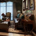 thumbnail image 5 of levang Tiffany Style Table Lamp Sea Blue Stained Glass Dragonfly Style Shade Antique Base, 5 of 10