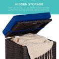 thumbnail image 3 of JJUN Set of 2 Wicker Ottomans, Multipurpose Outdoor Furniture for Patio, Backyard, Additional Seating, Footrest, Side Table w/Storage, Removable Cushions - Navy/Brown, 3 of 15