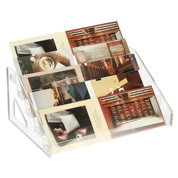 5 Tier Acrylic Card Display Stand, Portable Postcard Rack Holder Organizer Versatile Display for Trading Cards Baseball PSA Stickers Stamp, Clear