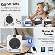 GCZ HD DVD Player for TV with Bluetooth, HDMI, Usb Playback, Remote Control, Built-in Speaker, Wall-Mountable, White